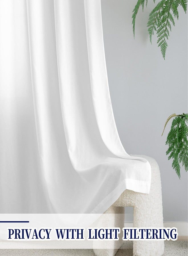 Phating Extra Long Sheer Curtains 204 Inches Length - 2 Story Curtains for High Ceiling Living Room Long Window Wedding - White Color (1 Panel,White, 52″x204”) - Image 2